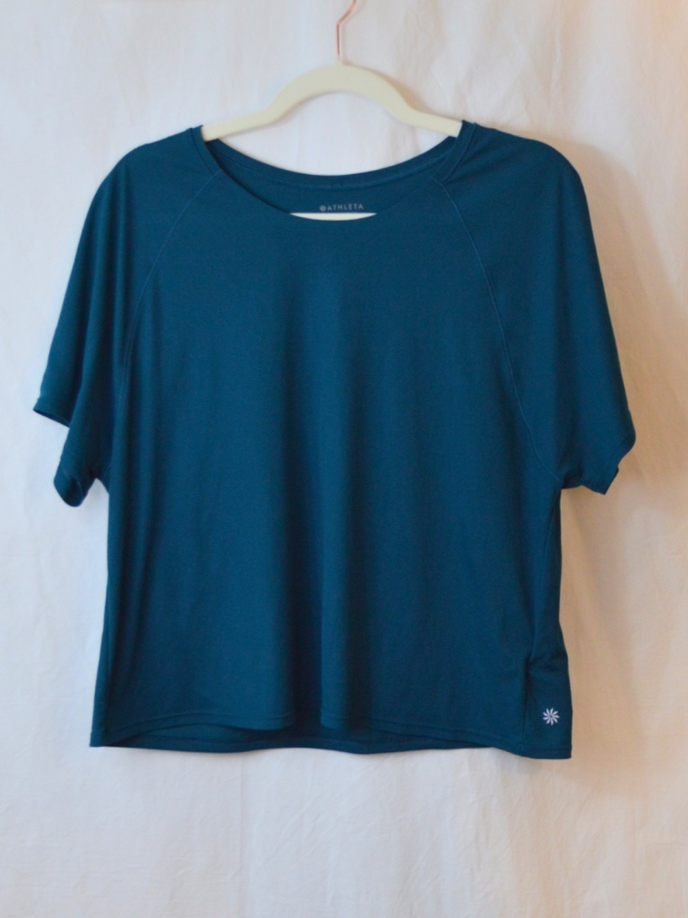 Athleta Deep Teal Short-Sleeve Crewneck Top Cropped Size XL